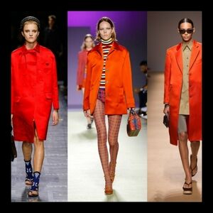 Club Monaco Silky Satin Red Trench Light midlength Coat